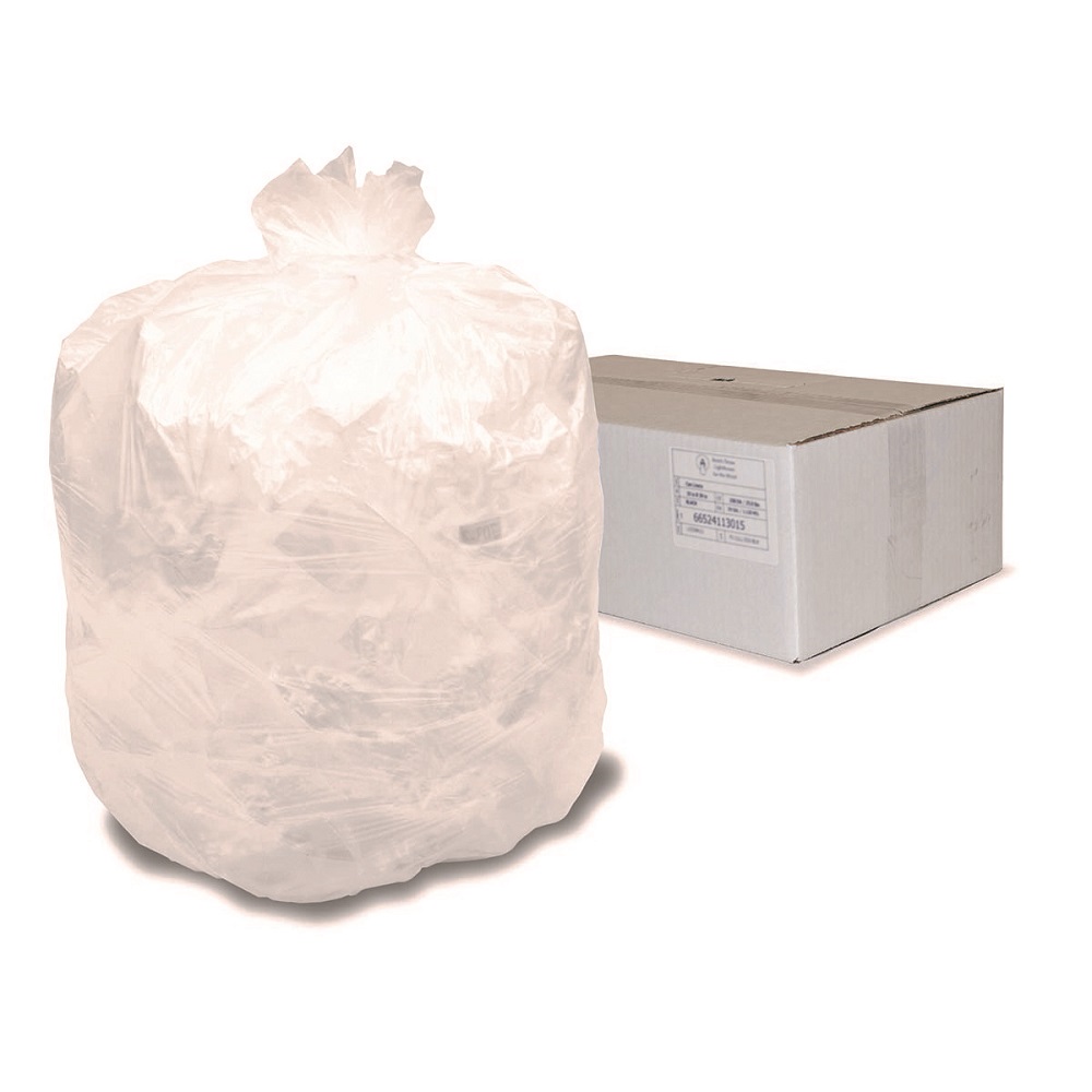 High Density Natural Trash Can Liners 40-45 Gallon Capacity 