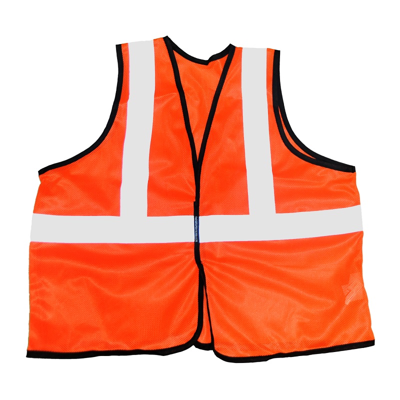 Orange Safety Vest 2 in. Silver Stripes - SMALL