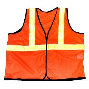 Orange Safety Vest 2 in. Yellow Stripes - LARGE